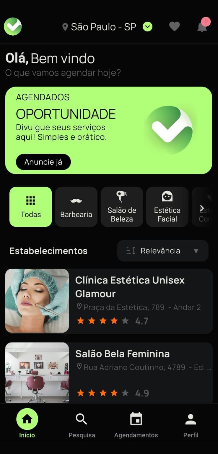 App Agendados Dark